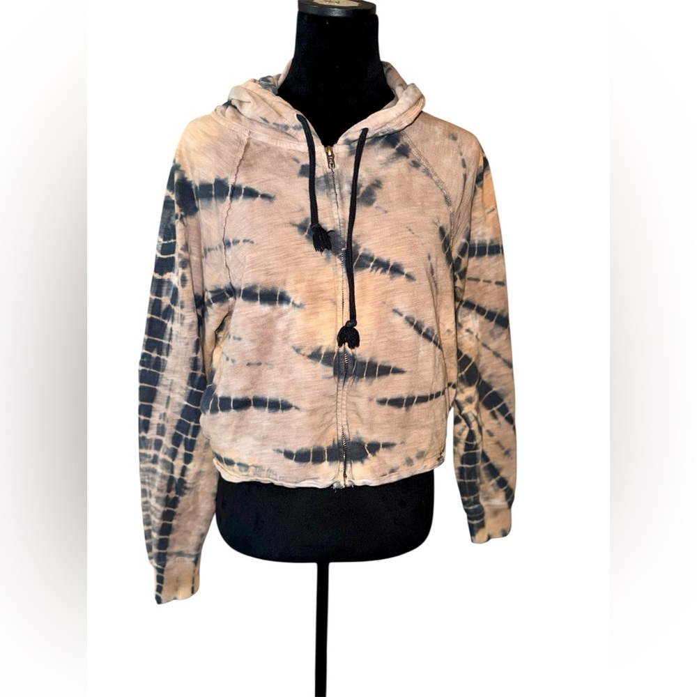 PINK Victoria's Secret Beige and Navy Tie-Dye Hoodie